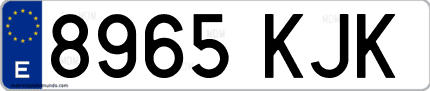 Ejemplo de matrícula de coche ordinaria 8965 KJK