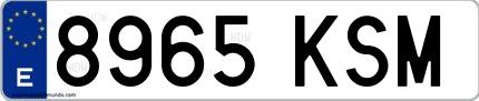 Ejemplo de matrícula española 8965 KSM