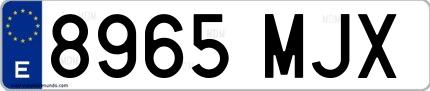 Ejemplo de matrícula española 8965 MJX
