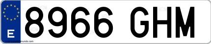 Ejemplo de matrícula española 8966 GHM
