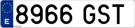 Ejemplo de matrícula española 8966 GST