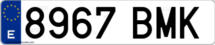Ejemplo de matrícula de coche ordinaria 8967 BMK