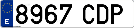 Ejemplo de matrícula de coche ordinaria 8967 CDP
