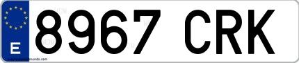 Ejemplo de matrícula española 8967 CRK