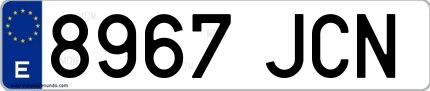 Ejemplo de matrícula española 8967 JCN