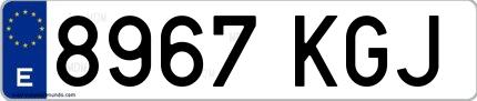 Ejemplo de matrícula española 8967 KGJ
