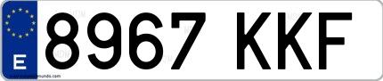 Ejemplo de matrícula española 8967 KKF