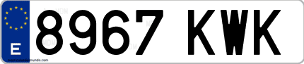 Ejemplo de matrícula de coche ordinaria 8967 KWK