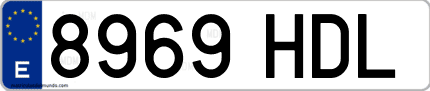 Ejemplo de matrícula de coche ordinaria 8969 HDL