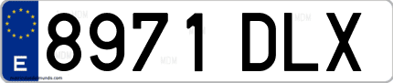 Ejemplo de matrícula de coche ordinaria 8971 DLX