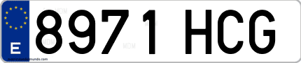 Ejemplo de matrícula de coche ordinaria 8971 HCG