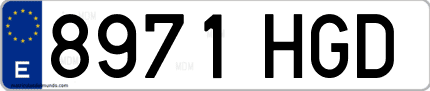 Ejemplo de matrícula de coche ordinaria 8971 HGD