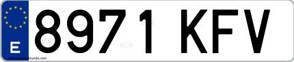 Ejemplo de matrícula española 8971 KFV