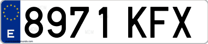 Ejemplo de matrícula de coche ordinaria 8971 KFX