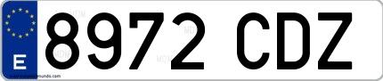 Ejemplo de matrícula de coche ordinaria 8972 CDZ