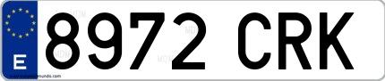 Ejemplo de matrícula española 8972 CRK