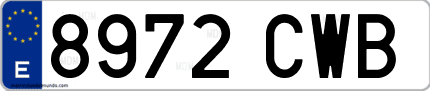Ejemplo de matrícula de coche ordinaria 8972 CWB