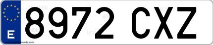 Ejemplo de matrícula española 8972 CXZ