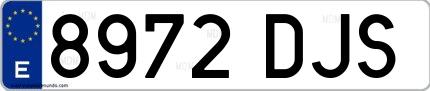Ejemplo de matrícula de coche ordinaria 8972 DJS