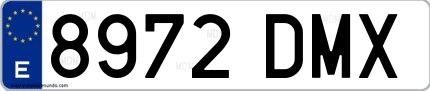 Ejemplo de matrícula española 8972 DMX