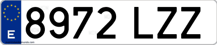 Ejemplo de matrícula de coche ordinaria 8972 LZZ