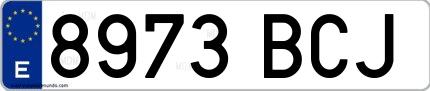 Ejemplo de matrícula española 8973 BCJ