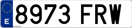Ejemplo de matrícula de coche ordinaria 8973 FRW