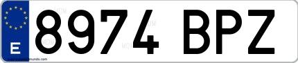 Ejemplo de matrícula española 8974 BPZ