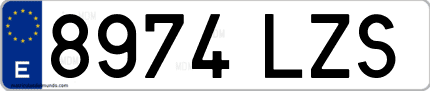 Ejemplo de matrícula de coche ordinaria 8974 LZS