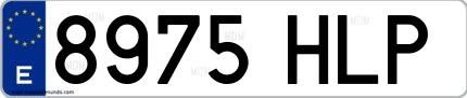 Ejemplo de matrícula española 8975 HLP