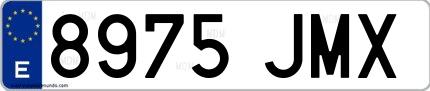 Ejemplo de matrícula española 8975 JMX