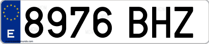 Ejemplo de matrícula de coche ordinaria 8976 BHZ