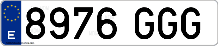Ejemplo de matrícula de coche ordinaria 8976 GGG