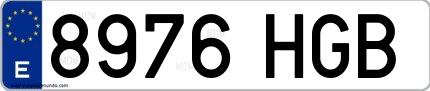 Ejemplo de matrícula española 8976 HGB