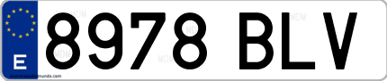 Ejemplo de matrícula de coche ordinaria 8978 BLV