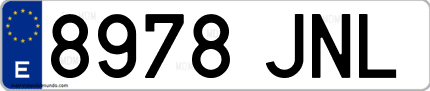 Ejemplo de matrícula de coche ordinaria 8978 JNL