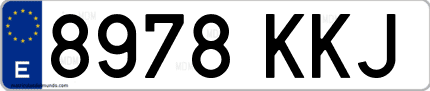 Ejemplo de matrícula de coche ordinaria 8978 KKJ