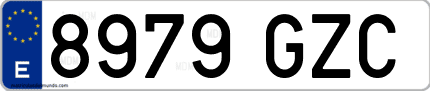 Ejemplo de matrícula de coche ordinaria 8979 GZC