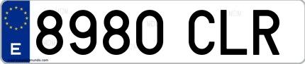 Ejemplo de matrícula española 8980 CLR