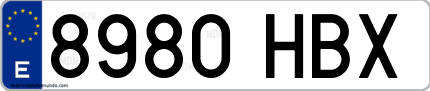 Ejemplo de matrícula de coche ordinaria 8980 HBX