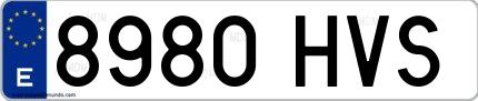 Ejemplo de matrícula española 8980 HVS