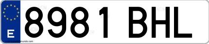 Ejemplo de matrícula española 8981 BHL