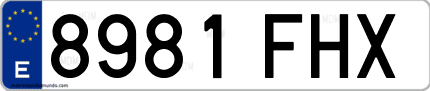 Ejemplo de matrícula de coche ordinaria 8981 FHX