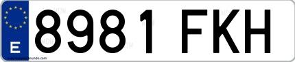 Ejemplo de matrícula de coche ordinaria 8981 FKH