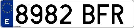 Ejemplo de matrícula española 8982 BFR