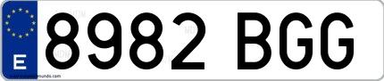 Ejemplo de matrícula española 8982 BGG