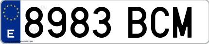 Ejemplo de matrícula española 8983 BCM