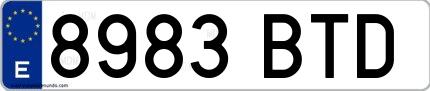 Ejemplo de matrícula española 8983 BTD