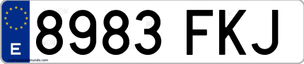 Ejemplo de matrícula de coche ordinaria 8983 FKJ