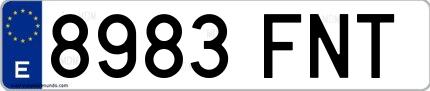 Ejemplo de matrícula española 8983 FNT